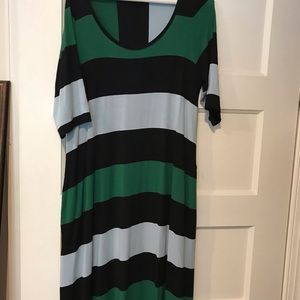 Blue and green striped alembika maxi dress